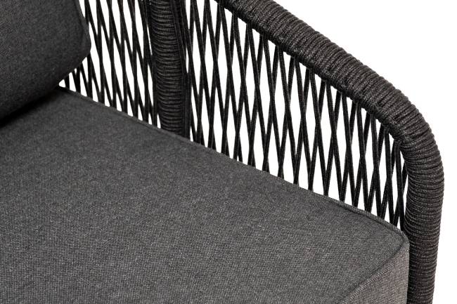 "Канны" кресло плетеное из роупа, каркас алюминий темно-серый (RAL7024) муар, роуп темно-серый круглый, ткань темно-серая 027 "Канны" кресло плетеное из роупа, каркас алюминий темно-серый (RAL7024) муар, роуп темно-серый круглый, ткань темно-серая 027