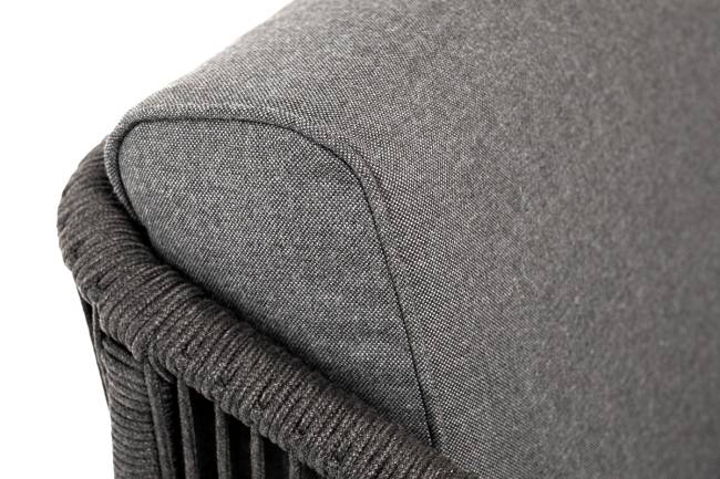 "Канны" кресло плетеное из роупа, каркас алюминий темно-серый (RAL7024) муар, роуп темно-серый круглый, ткань темно-серая 027 "Канны" кресло плетеное из роупа, каркас алюминий темно-серый (RAL7024) муар, роуп темно-серый круглый, ткань темно-серая 027