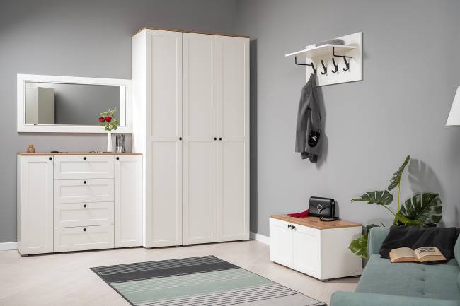 Тумба Остин 13.257 цвет белый шагрень/дуб крафт золотой