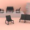 Диван пластиковый двухместный Pacific Lounge черный 760х800х850 мм